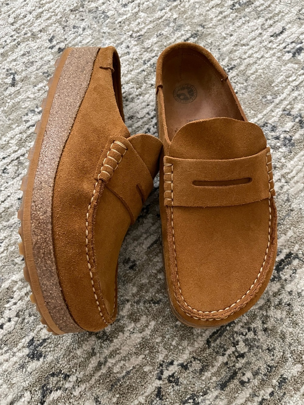 Birkenstock Naples Penny Clog Mink Brown Chestnut Suede Moccasins Size 11 - Picture 6 of 11